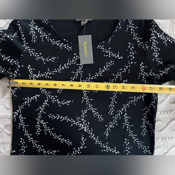 Style & Co. Black with White Patterned Long Sleeve Blouse Women’s Size Small - Picture 13 of 13